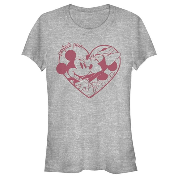 Junior's Mickey & Friends Mickey and Friends Retro Perfect Pair  Graphic Tee Athletic Heather Small