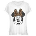 thumbnail image 1 of Junior's Mickey & Friends Minnie Mouse Cheetah Print Bow Graphic Tee White Large, 1 of 2