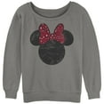 thumbnail image 1 of Junior's Mickey & Friends Minnie Mouse Distressed Leopard Bow Sweatshirt, 1 of 2