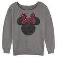 thumbnail image 1 of Junior's Mickey & Friends Minnie Mouse Distressed Leopard Bow Sweatshirt, 1 of 4