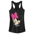thumbnail image 1 of Junior's Mickey & Friends Minnie Mouse Portrait Racerback Tank Top Black Large, 1 of 5