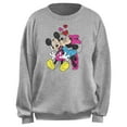 thumbnail image 1 of Junior's Mickey & Friends Minnie Mouse Smooch Sweatshirt Heather Gray Large, 1 of 2