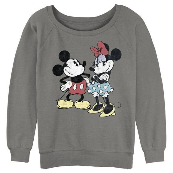 Junior's Mickey & Friends & Minnie Vintage Couple Sweatshirt