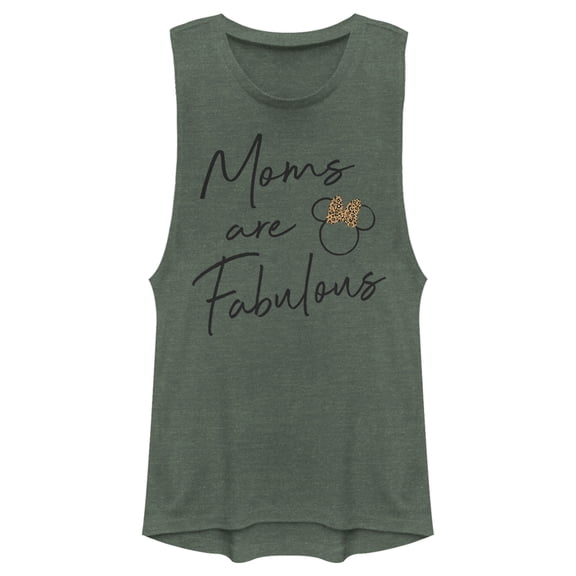 Junior's Mickey & Friends Mother's Day Minnie Logo Festival Muscle Graphic Tee Pine Green Heather X Large