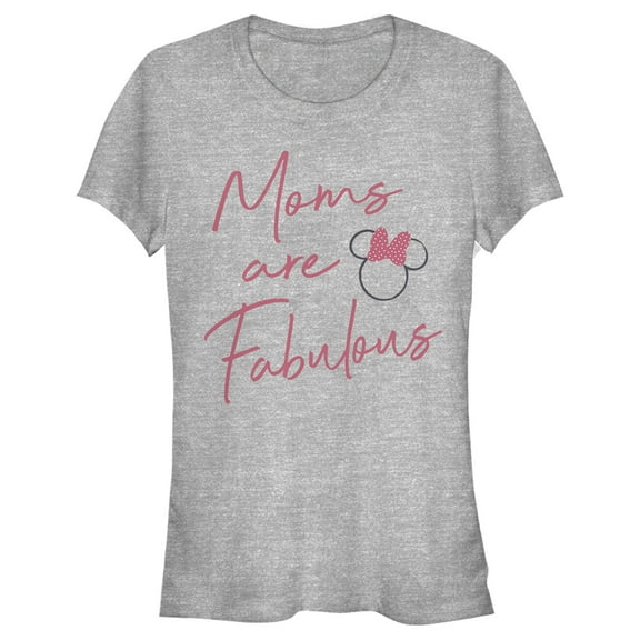 Junior's Mickey & Friends Mother's Day Minnie Pink Logo  Graphic Tee Athletic Heather Large