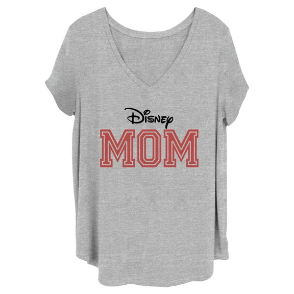 Junior's Mickey & Friends Mother's Day Mom Official Logo  Graphic Tee Heather Gray 2X