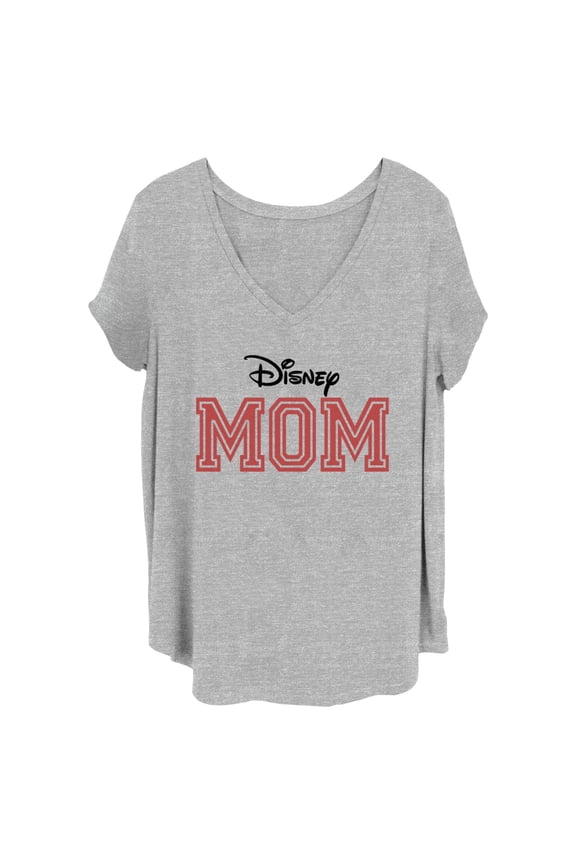 Junior's Mickey & Friends Mother's Day Mom Official Logo Graphic Tee Heather Gray 2X