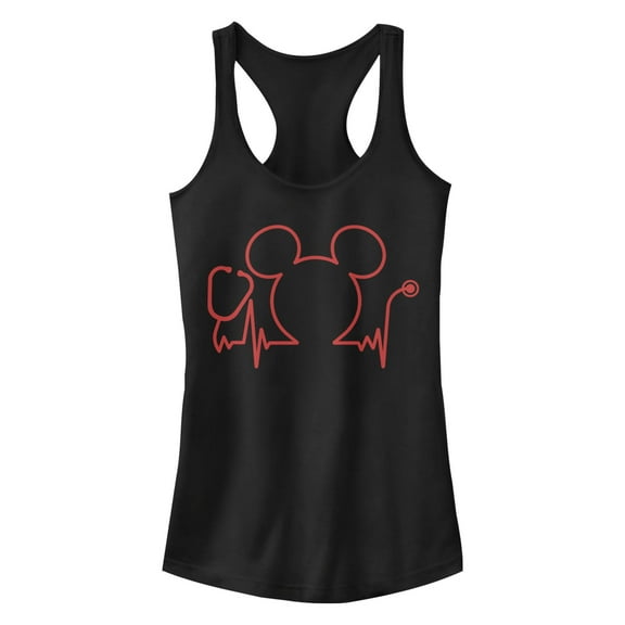 Junior's Mickey & Friends Nurse Heartbeat  Racerback Tank Top