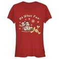 thumbnail image 1 of Junior's Mickey & Friends Oh What Fun Sled Graphic Tee Red Medium, 1 of 3