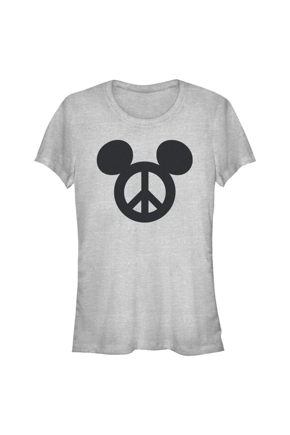 Junior's Mickey & Friends Peace Sign Graphic Tee Athletic Heather 2X Large