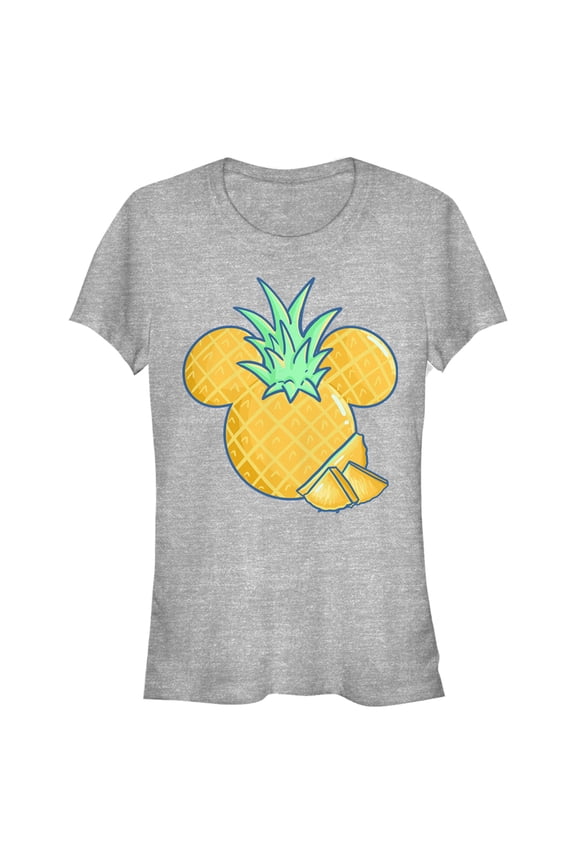 Junior's Mickey & Friends Pineapple Logo Graphic Tee Athletic Heather X Large