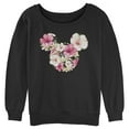 thumbnail image 1 of Junior's Mickey & Friends Pink Floral Logo Sweatshirt Black Large, 1 of 4