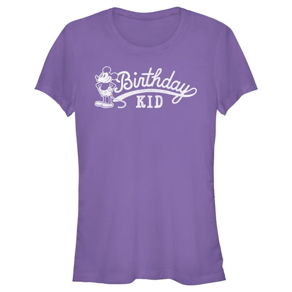 Junior's Mickey & Friends Retro Birthday Kid Graphic Tee Purple Small