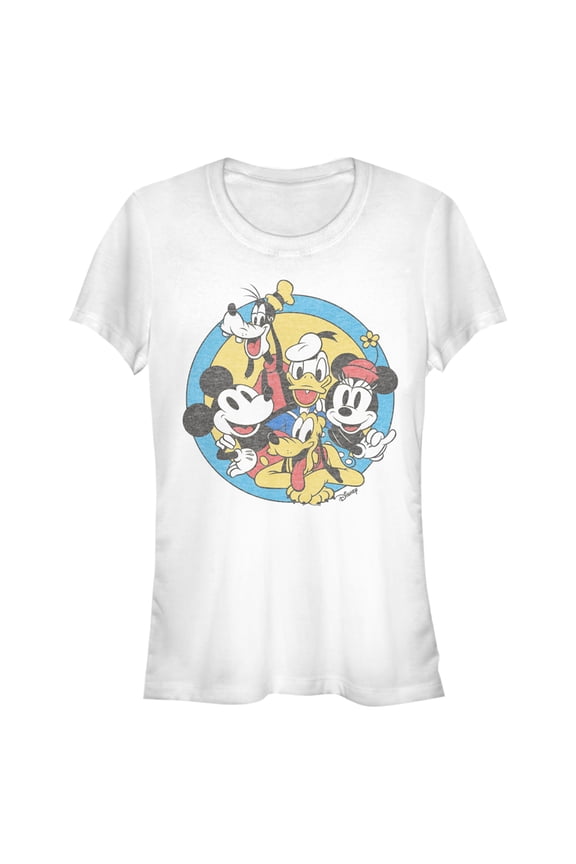 Junior's Mickey & Friends Retro Buddies Graphic Tee White Large