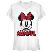 Junior's Mickey & Friends Retro Minnie Mouse Big Face Graphic Tee White Small