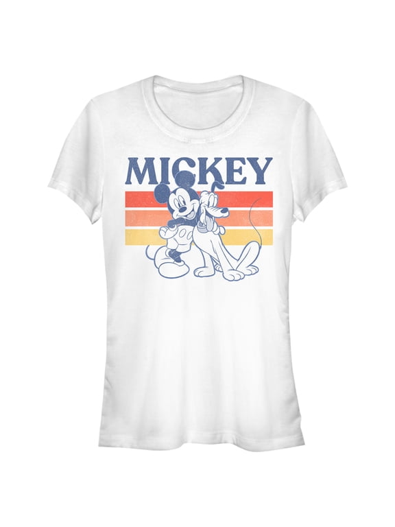 Junior's Mickey & Friends Retro Pluto and Mickey Mouse Graphic Tee White 2X Large