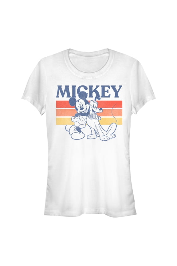 Junior's Mickey & Friends Retro Pluto and Mickey Mouse Graphic Tee White 2X Large