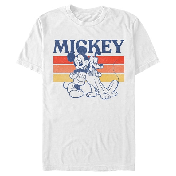 Junior's Mickey & Friends Retro Pluto and Mickey Mouse Graphic Tee White Large