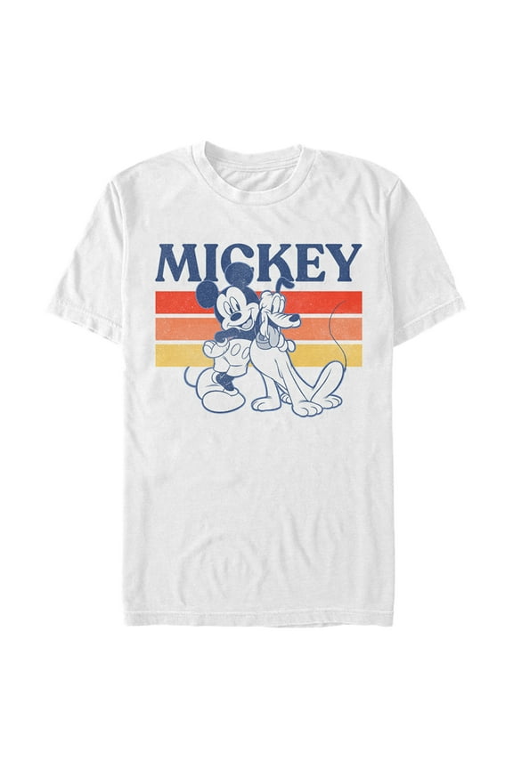 Junior's Mickey & Friends Retro Pluto and Mickey Mouse Graphic Tee White Large