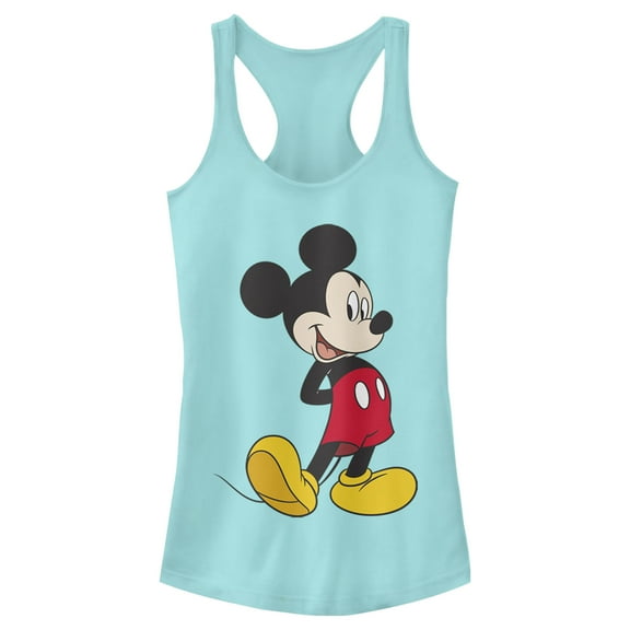 Junior's Mickey & Friends Smiling Mickey Mouse Portrait  Racerback Tank Top Cancun X Small