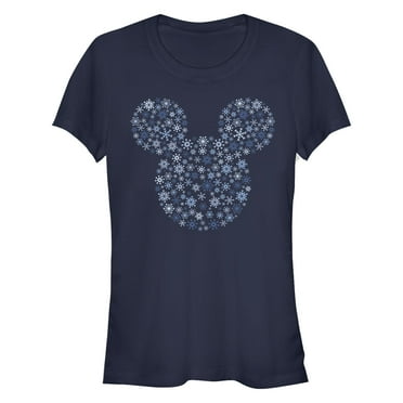 Junior's Mickey & Friends Snowflake Silhouette  Graphic T-Shirt