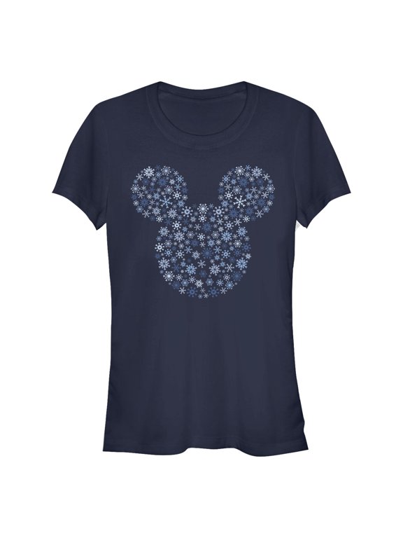 Junior's Mickey & Friends Snowflake Silhouette Graphic T-Shirt