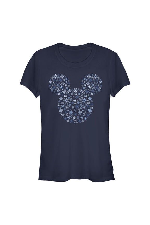 Junior's Mickey & Friends Snowflake Silhouette Graphic T-Shirt