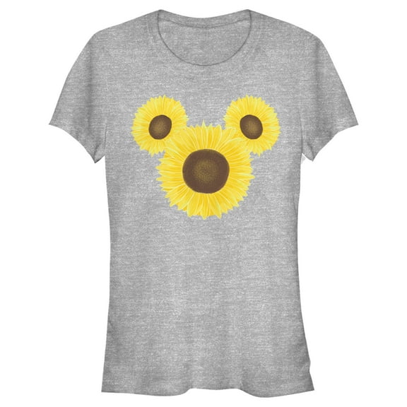 Junior's Mickey & Friends Sunflower Logo  Graphic Tee Athletic Heather Small