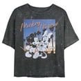 thumbnail image 1 of Junior's Mickey & Friends Sunset Palm Trees Mickey and Minnie Crop Graphic Tee Black Large, 1 of 4
