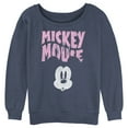 thumbnail image 1 of Junior's Mickey & Friends Surprised Pink Logo Sweatshirt Blue Heather X Large, 1 of 4