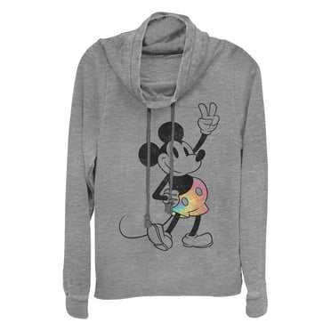 Junior's Mickey & Friends Tie-Dye  Cowl Neck Sweatshirt