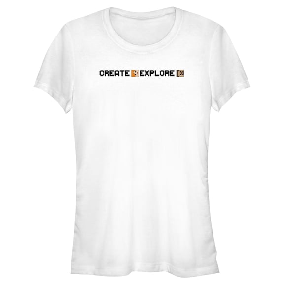Junior's Minecraft Create Explore Alex and Steve Graphic Tee White 2X Large