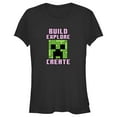 thumbnail image 1 of Junior's Minecraft Creeper Face Build Explore Create  Graphic Tee Black Small, 1 of 3