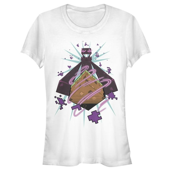 Junior's Minecraft Enderman  Graphic Tee White 2X Large