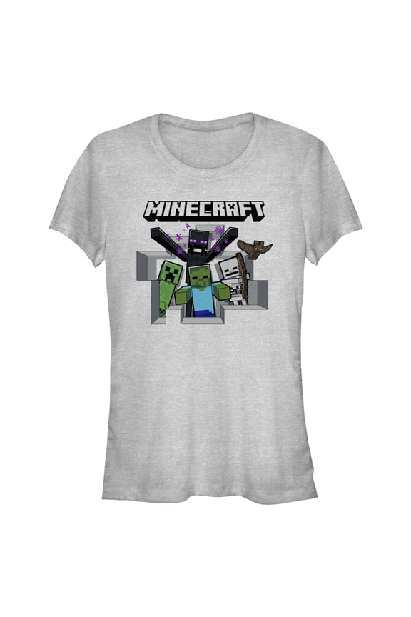 Junior's Minecraft Enemy Mobs  Graphic Tee Athletic Heather Medium