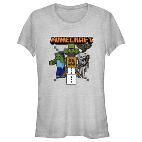 Junior's Minecraft Halloween Creeper and Mobs Graphic Tee Athletic Heather Large