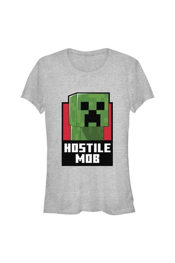Junior's Minecraft Hostile Mob Creeper  Graphic Tee Athletic Heather Medium