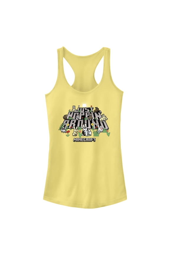 Junior's Minecraft Just Hoppin' Around Racerback Tank Top Banana Large