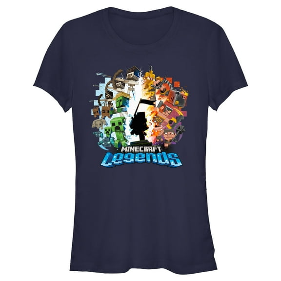 Junior's Minecraft Legends Heroes and Villains  Graphic Tee Navy Blue Medium