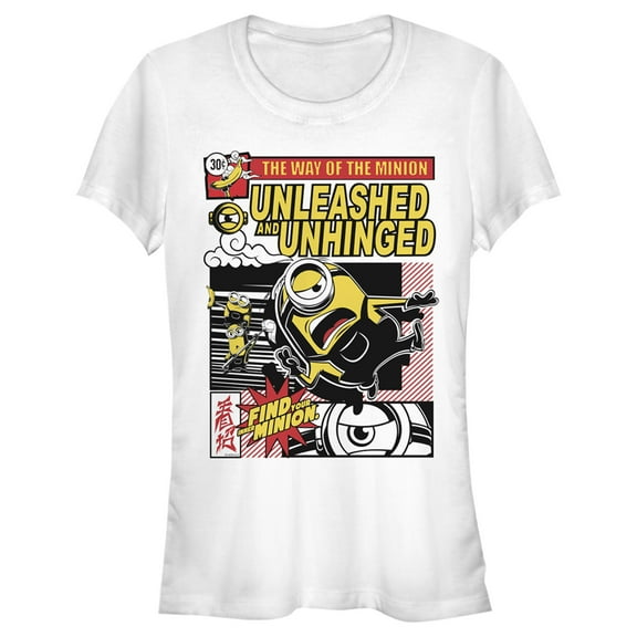 Junior's Minions: The Rise of Gru Unleashed and Unhinged Poster  Graphic Tee White 2X Large