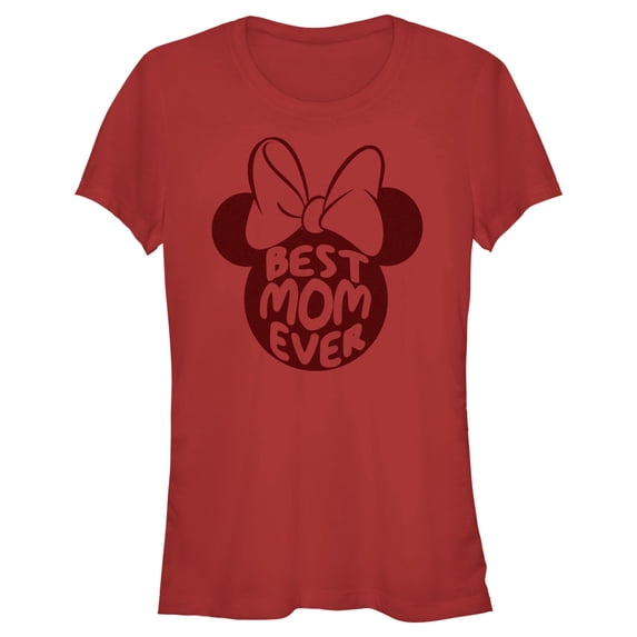 Junior's Minnie Mouse Best Mom Ever Silhouette Graphic Tee Red X Large