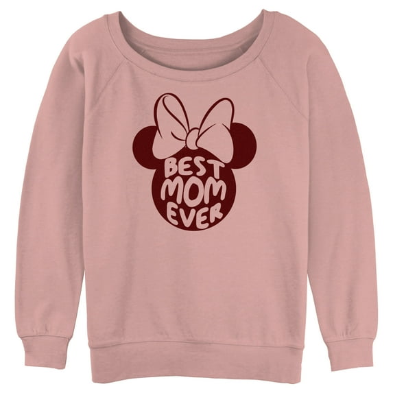 Junior's Minnie Mouse Best Mom Ever Silhouette Sweatshirt Desert Pink X Large