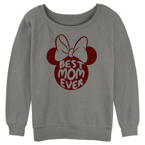 Junior's Minnie Mouse Best Mom Ever Silhouette Sweatshirt Gray Heather Medium