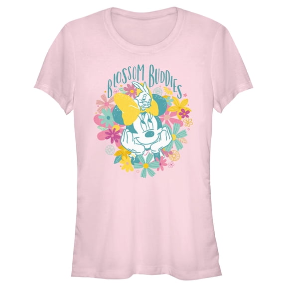 Junior's Minnie Mouse Blossom Buddies  Graphic Tee Light Pink Large