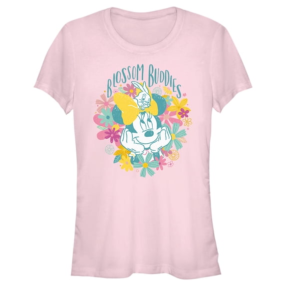 Junior's Minnie Mouse Blossom Buddies Graphic Tee Light Pink Large
