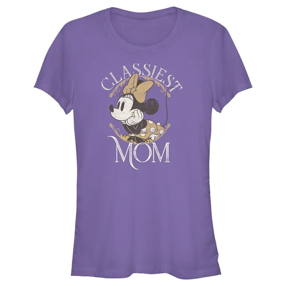 Junior's Minnie Mouse Classiest Mom Graphic Tee Purple Large
