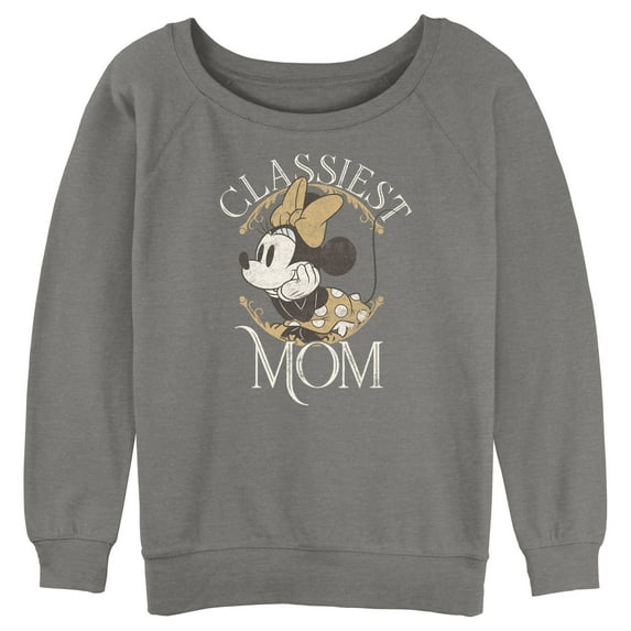 Junior's Minnie Mouse Classiest Mom Sweatshirt Gray Heather Large