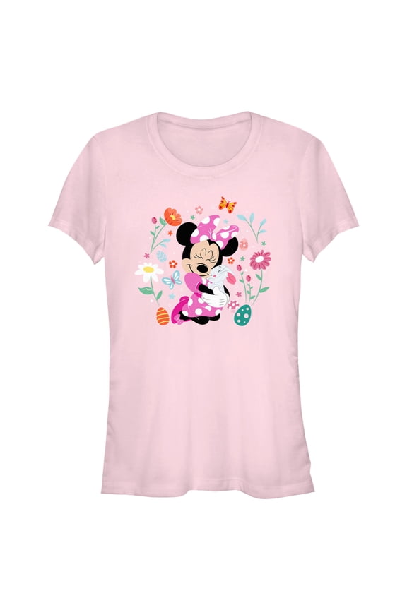 Junior's Minnie Mouse Easter Bunny Hug Graphic Tee Light Pink Large