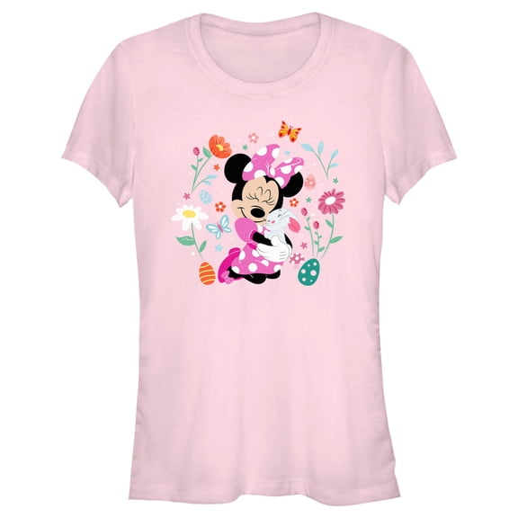 Junior's Minnie Mouse Easter Bunny Hug Graphic Tee Light Pink Large