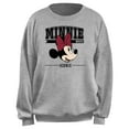 thumbnail image 1 of Junior's Minnie Mouse Iconic Collegiate Sweatshirt Heather Gray Large, 1 of 2